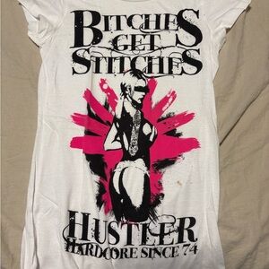 Hustler Hollywood White Tee with Black & Red Logo